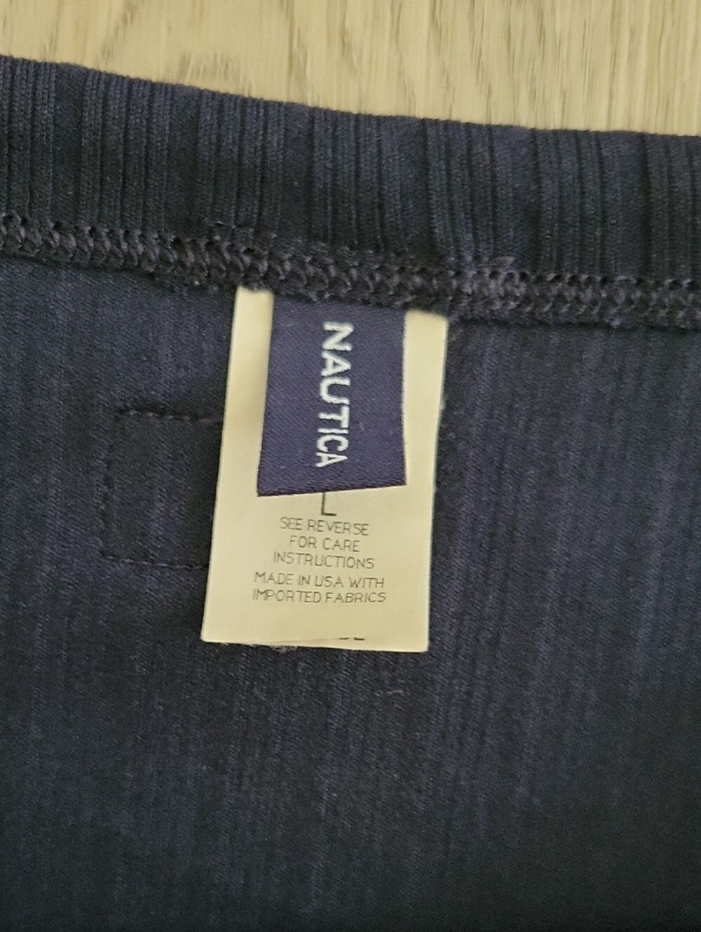 Women's Navy Ribbed Mini Skirt with Drawstring - Picture 2 of 2